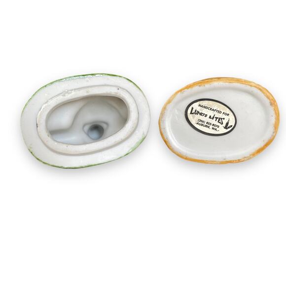 Vintage Bunny Rabbit Trinket Jar Figurine 5” Porcelain Ceramic Lund’s Lites 90s - Picture 12 of 13